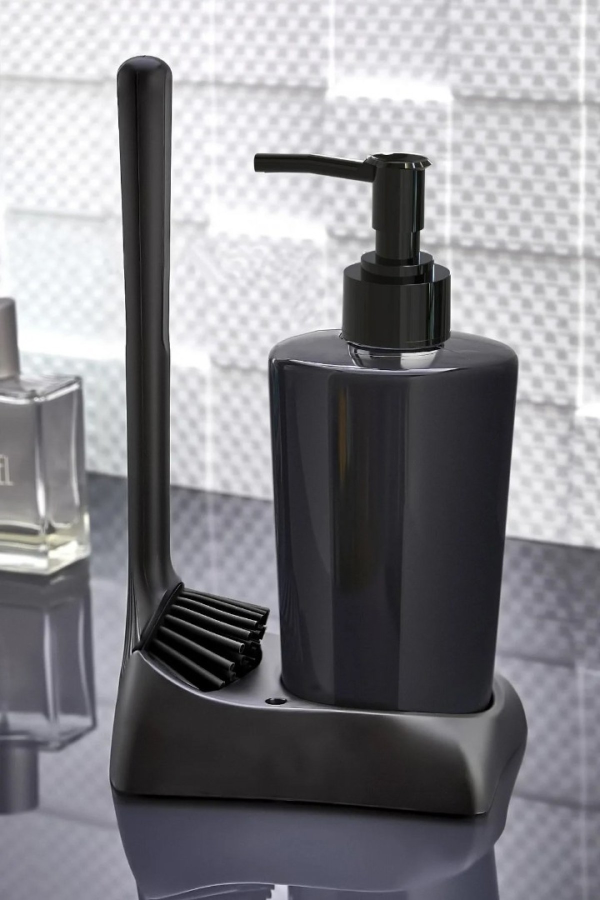 Armona Silikon Fırçalı Mutfak Banyo Sıvı Sabunluk Süngerlik Seti