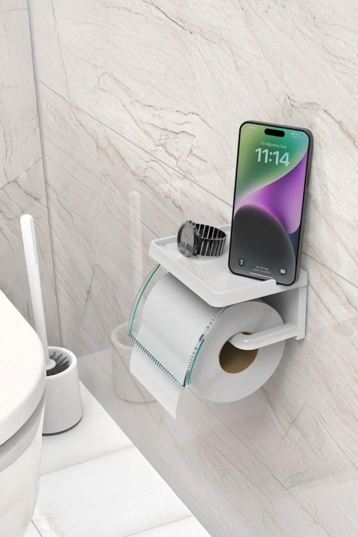 Yapışkanlı Kapaklı Tuvalet Kağıdı Askısı Banyo Tuvalet Kağıtlığı Aparatı Peçetelik Organizer Plastik
