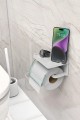 Yapışkanlı Kapaklı Tuvalet Kağıdı Askısı Banyo Tuvalet Kağıtlığı Aparatı Peçetelik Organizer Plastik