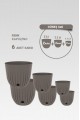 6 Adet Dekoratif Plastik Saksı Seti (2x 5 Litre, 2x 2.2 Litre, 2x 1.1 Litre), Kapuçino Rengi