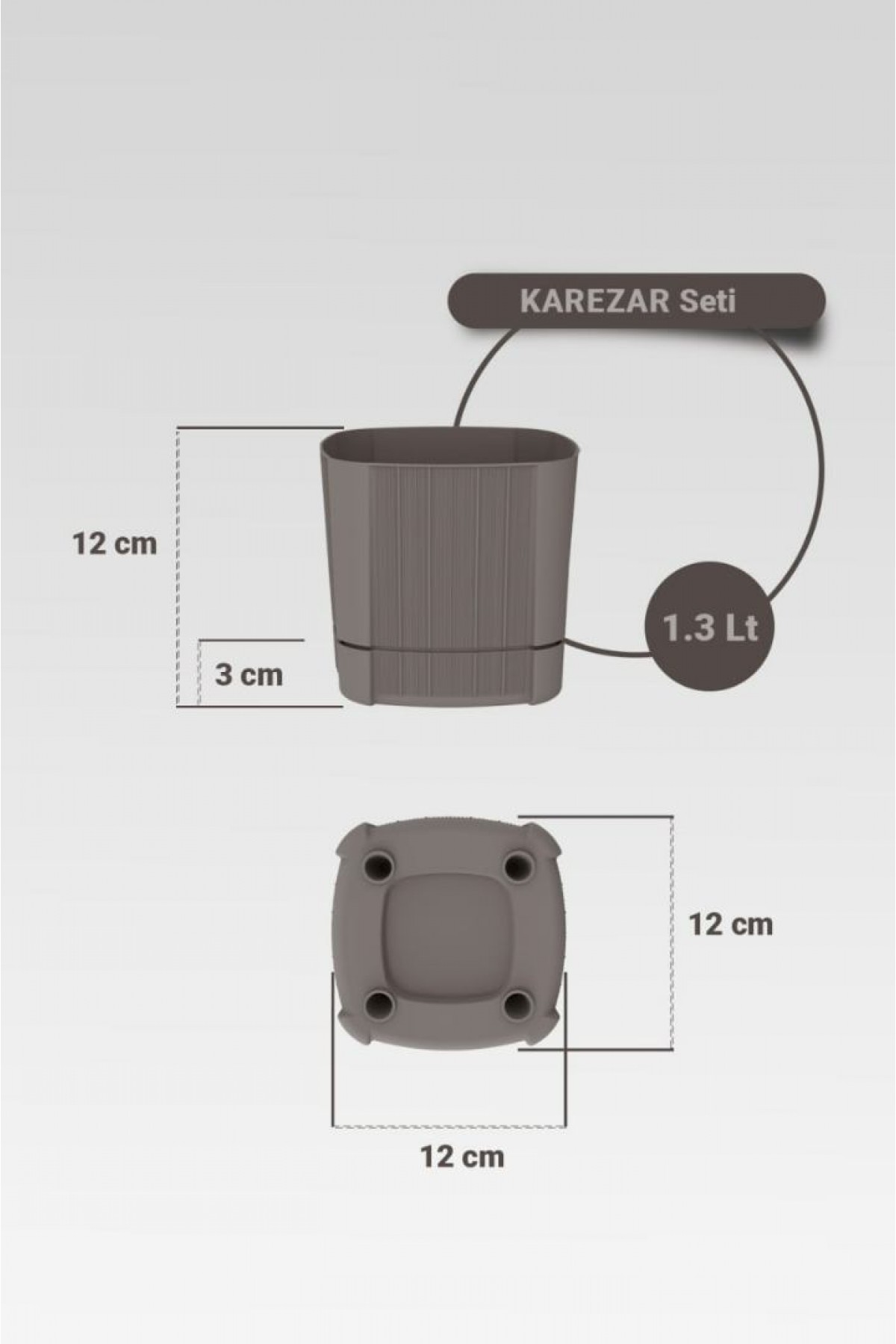 Karezar Seti – 4 Adet Kare Şekilli Küçük Saksı, Kapuçino Renk (1.3 Litre) – Duplicate