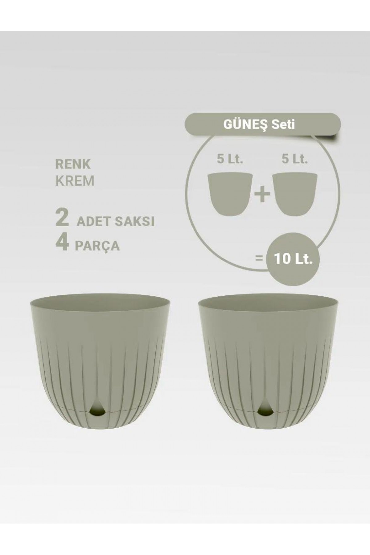 dekoratif plastik saksı seti, Krem rengi