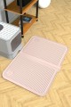 Silikon Kum Ve Mama Matı Havuzlu Yıkanabilir Kedi Tuvaleti Önü Kedi Kumu Paspası Büyük Boy 40×60 Pembe