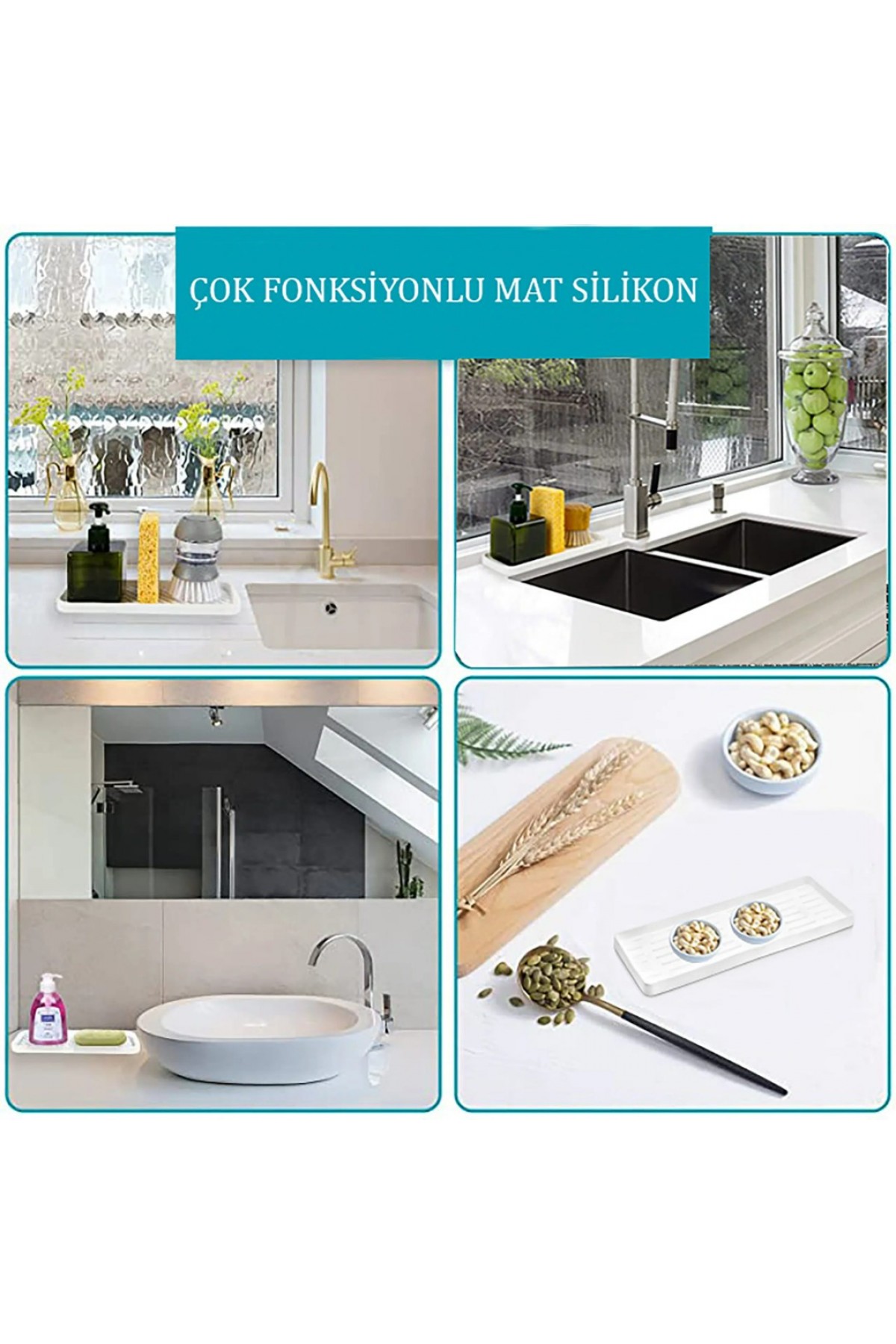 Silikon Sabunluk Yağdanlık Altlığı Organizer Çok Amaçlı Sunumluk Sıvı Sabun Standı 26×10 Cm Beyaz Silikon Sabunluk Yağdanlık Altlığı Organizer Çok Amaçlı Sunumluk Sıvı Sabun Standı 26×10 Cm Beyaz