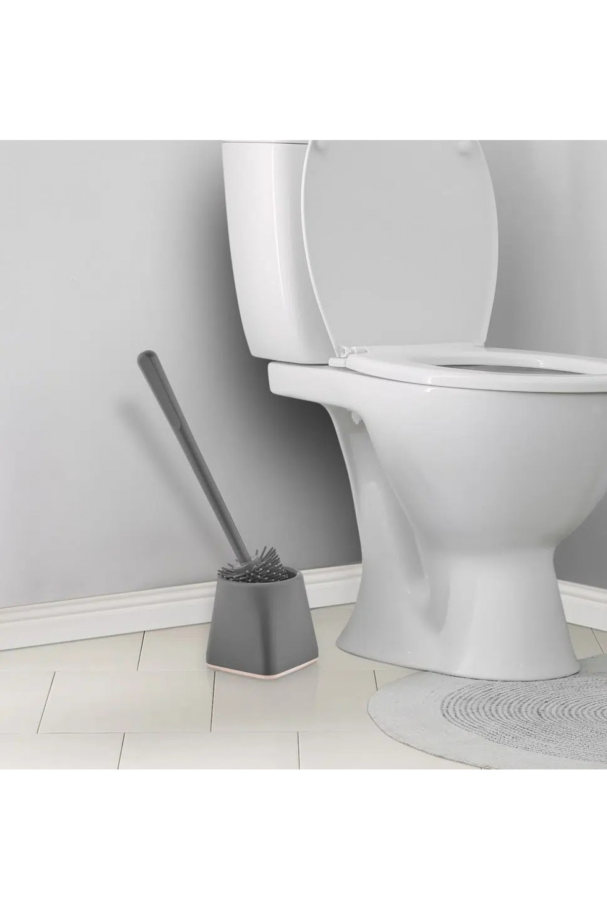 Silikon Wc Fırçası Silikon Tuvalet Banyo Klozet Fırçası Gri Kare Silikon Wc Fırçası Silikon Tuvalet Banyo Klozet Fırçası Gri Kare