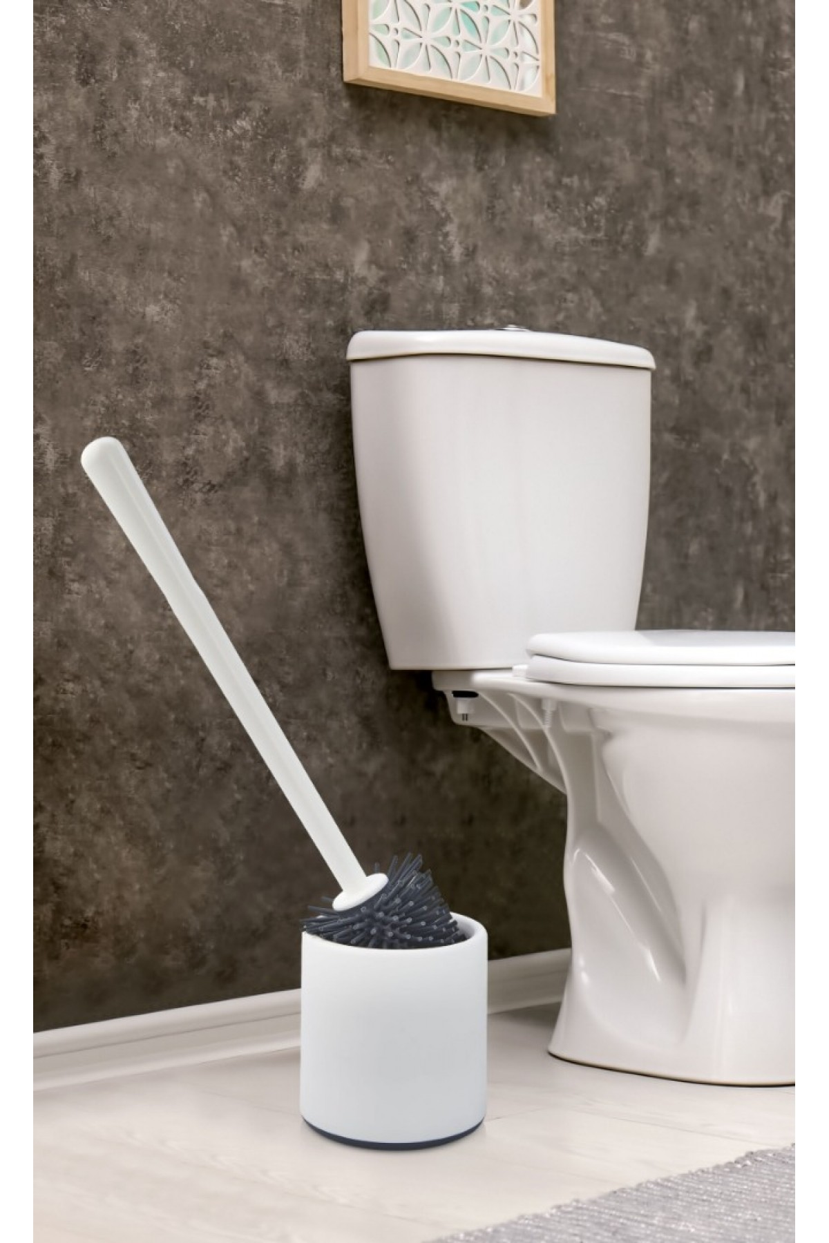 Silikon Wc Tuvalet Banyo Fırçası Klozet Fırçası Beyaz-Gri Oval Silikon Wc Tuvalet Banyo Fırçası Klozet Fırçası Beyaz-Gri Oval
