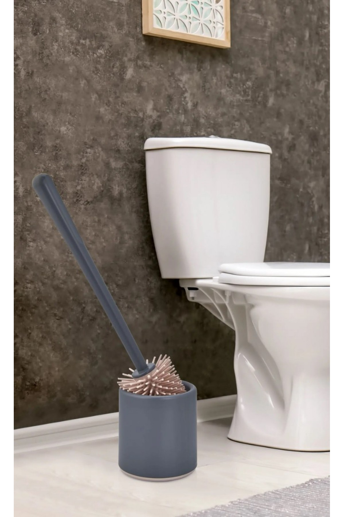 Silikon Wc Tuvalet Banyo Fırçası Klozet Fırçası Gri- Pudra Oval Silikon Wc Tuvalet Banyo Fırçası Klozet Fırçası Gri- Pudra Oval