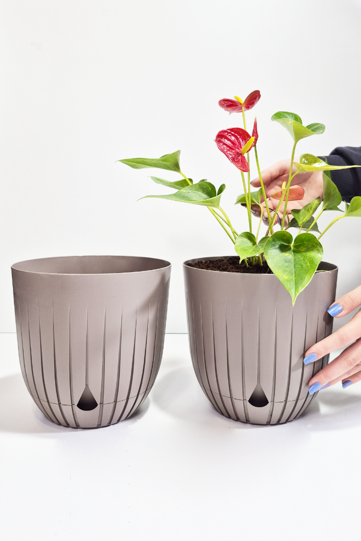 2 Adet 5 Litre Dekoratif Plastik Saksı Seti
