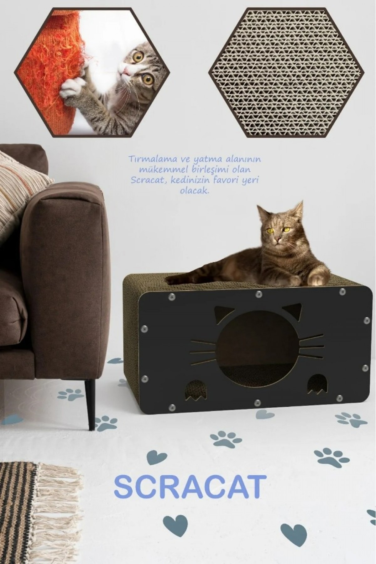 Tırmata Yeni Ürün Doğal Karton Kedi Tırmalaması Kedi Tırmalama Kanepesi Tahtası Kedi Tırmalama Evi
