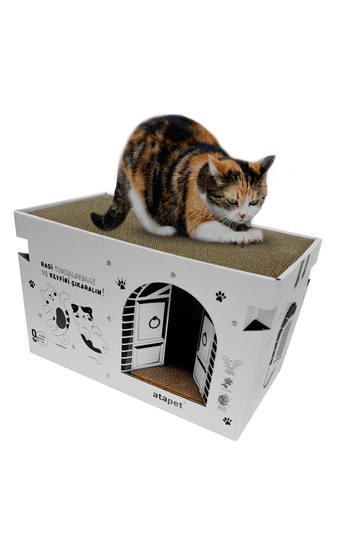 Karton Kedi Tırmalama ve Dinlenme Evi 