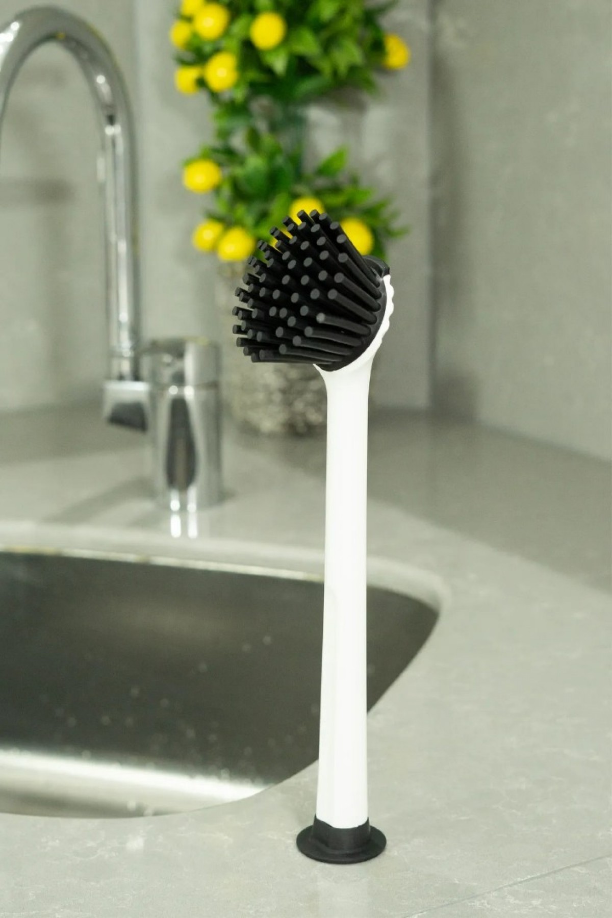 2 adet Vantuzlu Mutfak Banyo Tezgah Üstü Silikon Bulaşık Yıkama Lavabo Temizleme Tezgah Fırçası