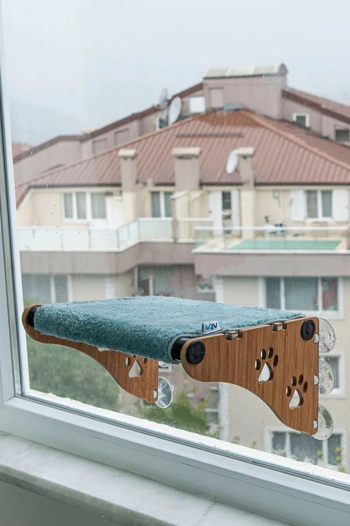 Ahşap Cama Yapışan Kedi Yatağı Vantuzlu Cam Yatağı Terası Yeşil Ahşap Cama Yapışan Kedi Yatağı Vantuzlu Cam Yatağı Terası Yeşil